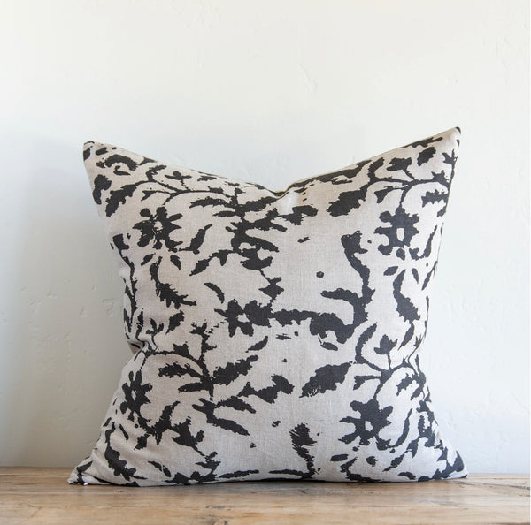 Sienna on Natural Pillow - Black, 22" x  22"