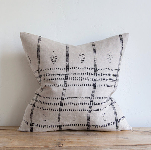 Pari on Natural/Black Pillow, 22" x 22"
