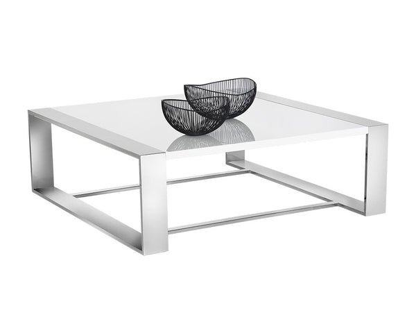 Washington Square Coffee Table- Polished Steel, 47"W x 47"D x 16"H