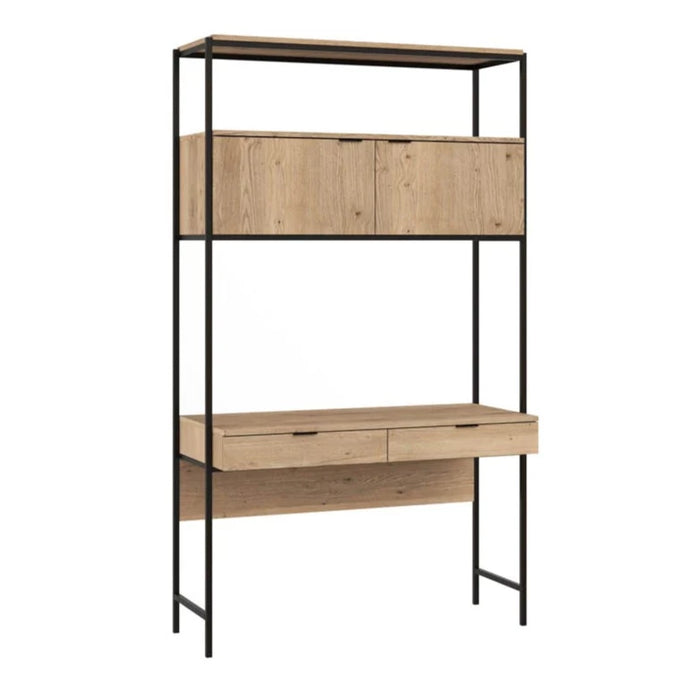 Ambrose Modular Wall Desk, Rustic Oak/Black, 47.25"W x 22.50"D x 82.75"H