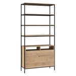Ambrose Modular Bookcase, Large, Rustic Oak/Black, 39.25"W x 16.5"D x 82.75"H