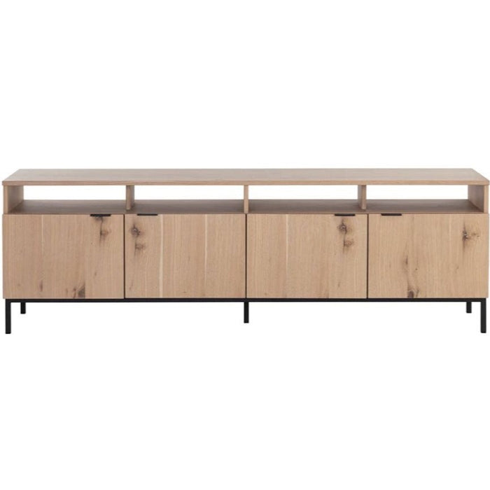 Ambrose Modular Media Console, Rustic Oak/Black, 75.25"W x 16.5"D x 24.5"H