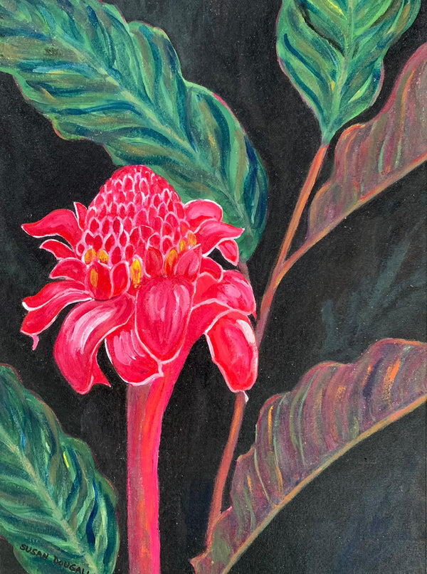 Red Flower Leaves, 18"L x 24"W
