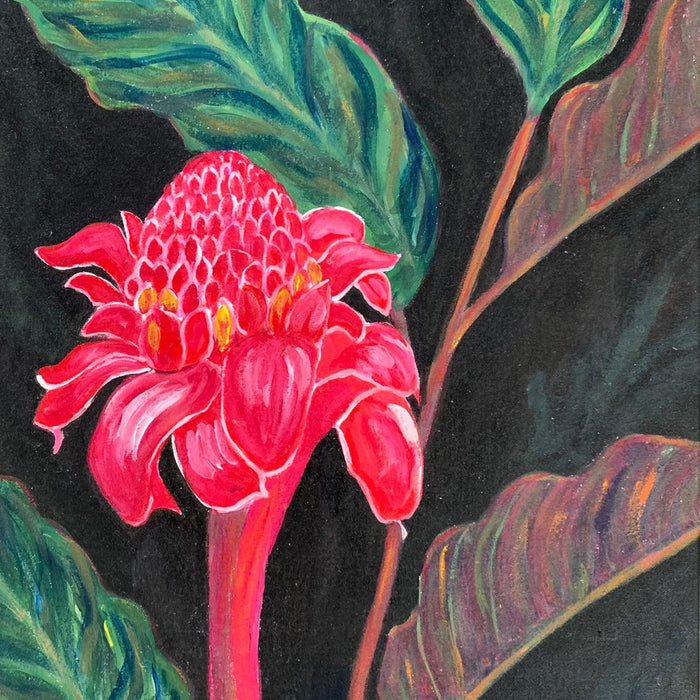 Red Flower Leaves, 18"L x 24"W