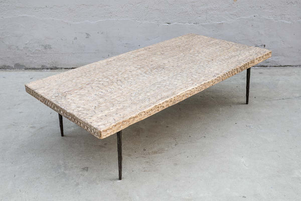 Demi Lune Wood Coffee Table, 64"L x 32"W x 17"H