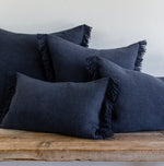 Denim Blue Belgian Linen Fringe (Euro), 26" x 26"