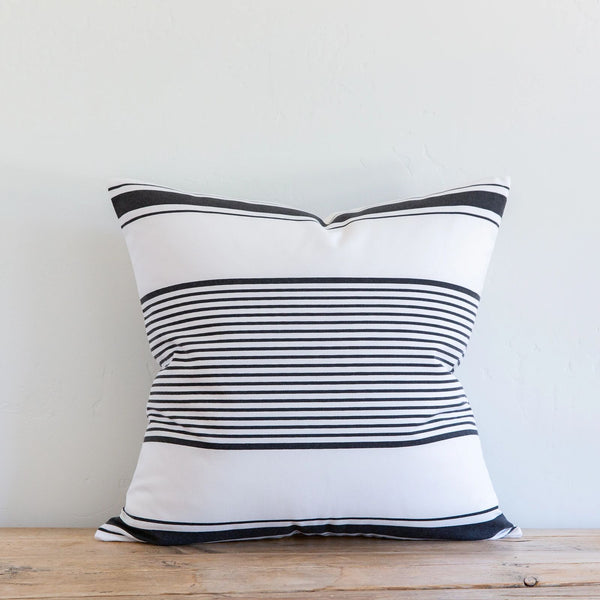 Charcoal Milo Stripe Indoor/Outdoor Pillow, 22" x 22"