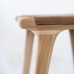 Nel Barstool, Camel Leather w/ Natural Teak Wood