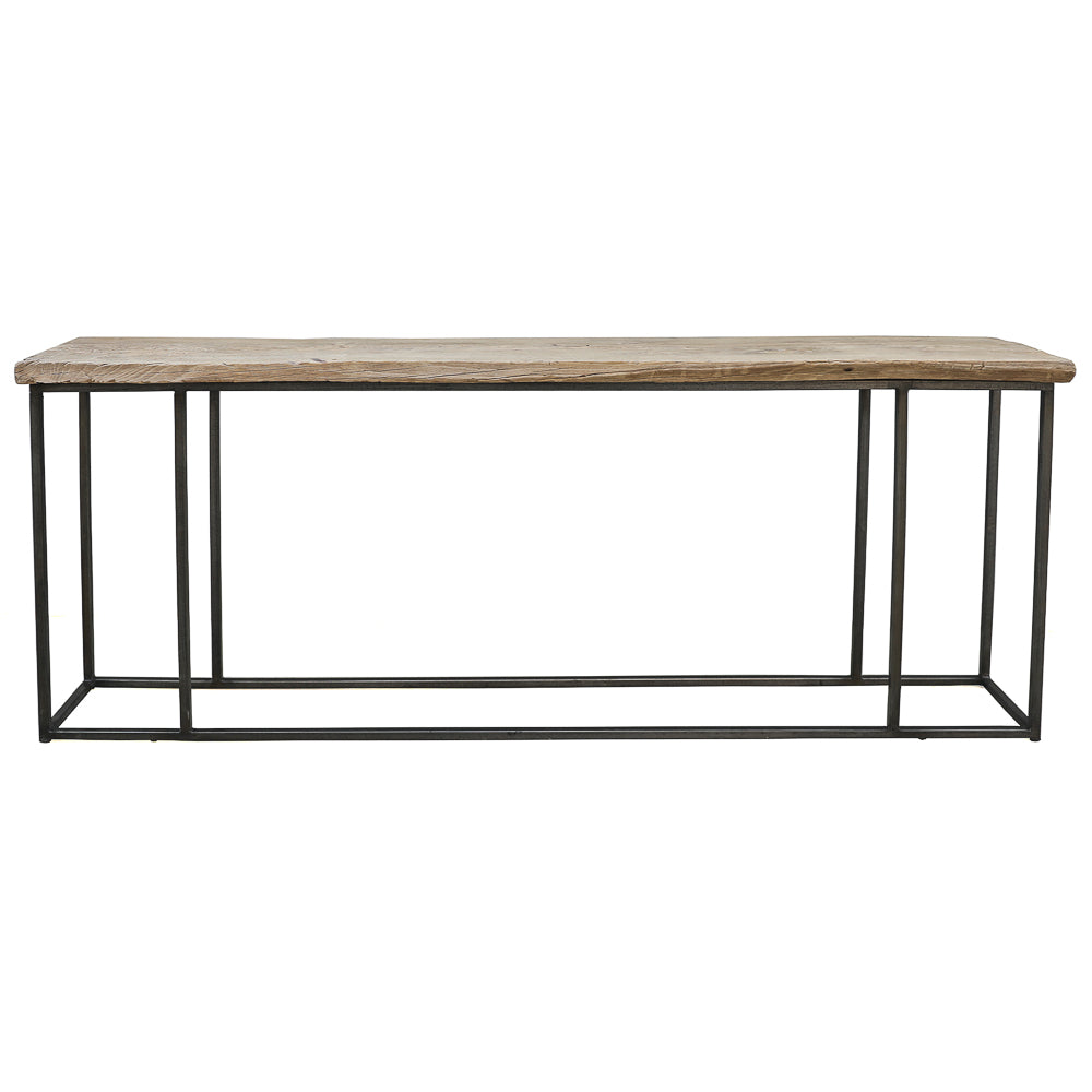 Pine Console Table with Solid Plank Board, 62"L x 15"W x 33"H
