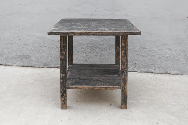 Antique Elm Side Table, 34"L x 32"W x 32"H