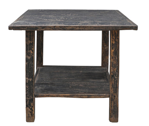 Antique Elm Side Table, 34"L x 32"W x 32"H