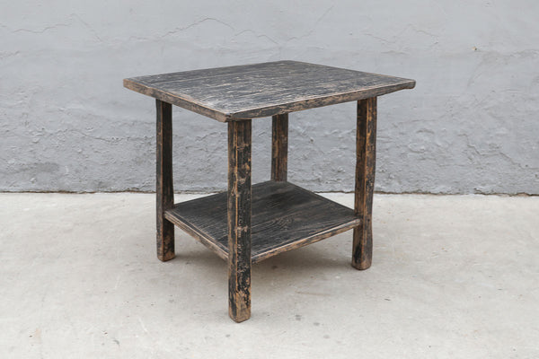 Antique Elm Side Table, 34"L x 32"W x 32"H