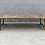 Antique Reclaimed Elm Wood Coffee Table, 66"L x 17"D x 17"H