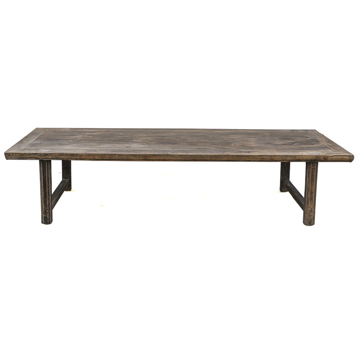 Antique Reclaimed Elm Wood Coffee Table, 66"L x 17"D x 17"H
