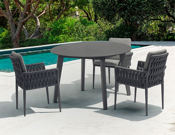 Diva Anthracite Round Dining Table, Granite, 43.3"Dia
