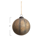 Engraved Glass Ball Ornament with Stripes