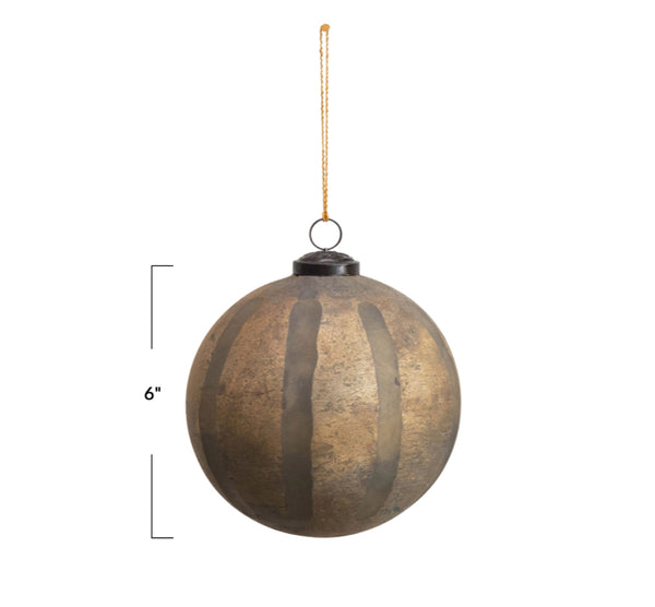 Engraved Glass Ball Ornament with Stripes