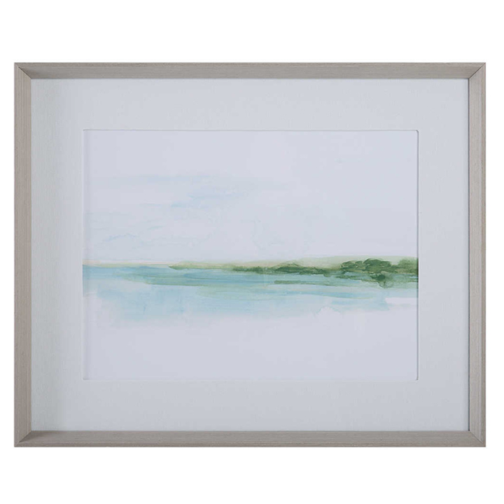 Green Ribbon Coast Framed Prints, 2 Styles, 32"W x 26"H