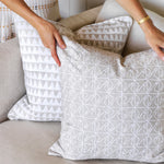 Pyramids Chalk Linen Cushion, 20" x 20"