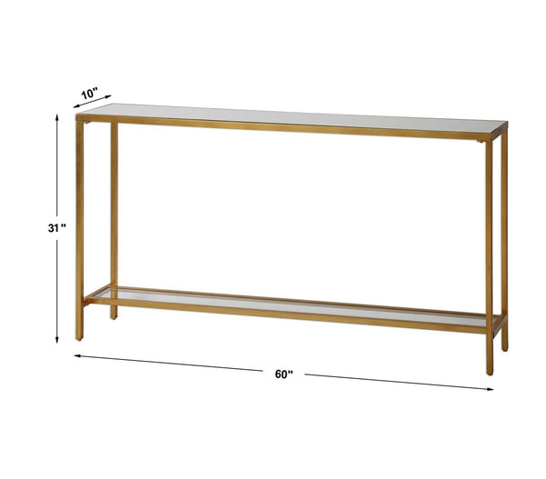 Hayley Console Table, Gold, 60"W x 31"H x 10"D