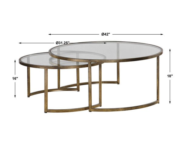 Rhea Nesting Coffee Table- Gold, S/2