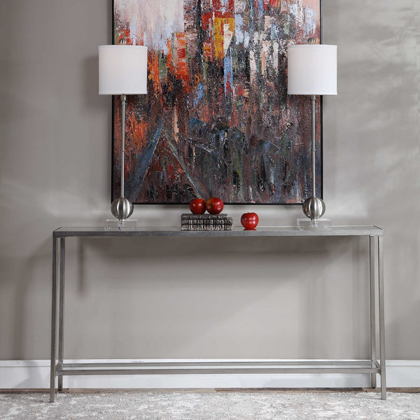 Hayley Console Table- Silver, 60"W x 31"H x 10"D