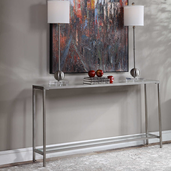 Hayley Console Table- Silver, 60"W x 31"H x 10"D