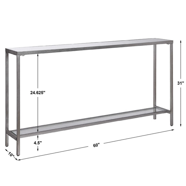 Hayley Console Table- Silver, 60"W x 31"H x 10"D