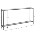 Hayley Console Table- Silver, 60"W x 31"H x 10"D