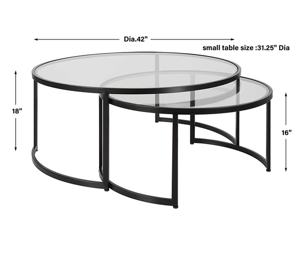 Rhea Nesting Coffee Tables- Black, S/2