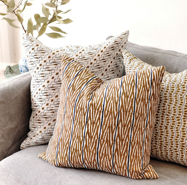 Fuji Tobacco Linen Cushion, 20” x 20”