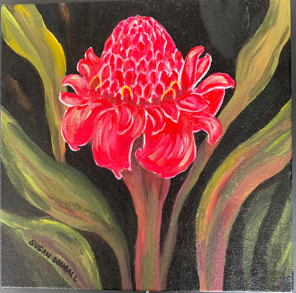 Red Flower, 12.5"L x 12.5"W