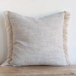 Gray Belgian Linen Fringe Pillow 22" x 22"