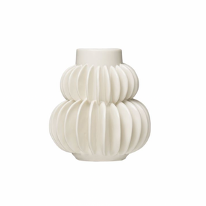 Handmade Pleated Stoneware Vase, White