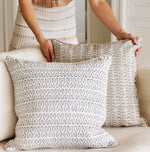 Nagari Chalk Linen Cushion, 20" x 20"
