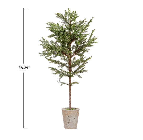 Faux Pine Tree in Distressed Terracotta Pot