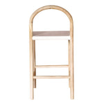 Julia Counter Stool, White Leather w/ Natural Teak Wood