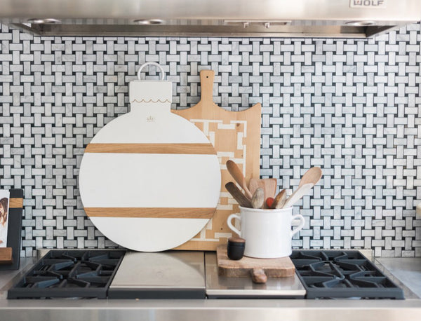 White Mod Ornament Charcuterie Board, 2 Sizes
