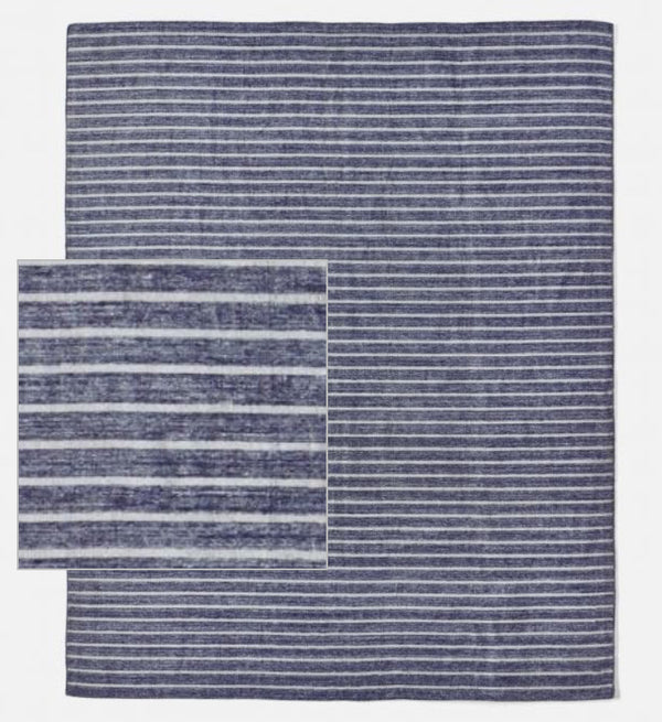 Anzaro Outdoor Rug, Navy / White Striped Performance Yarn