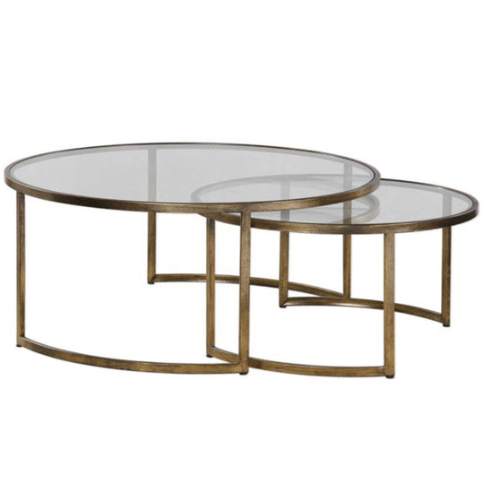 Rhea Nesting Coffee Table- Gold, S/2