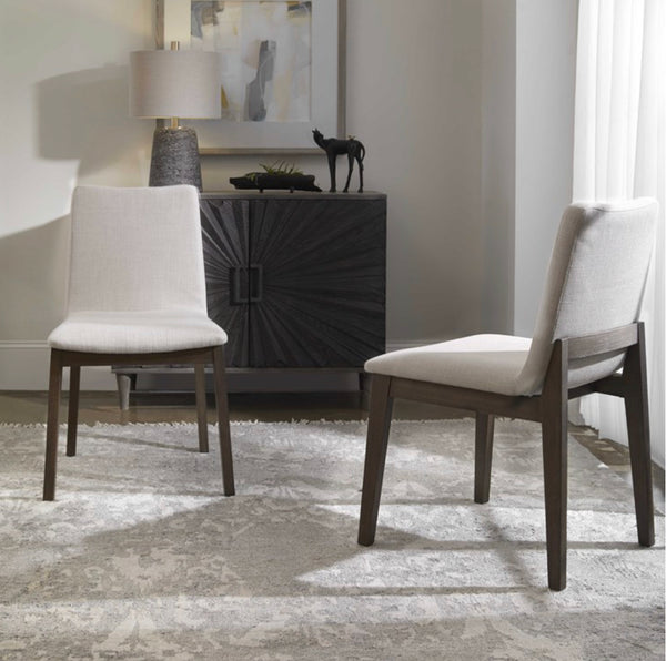 Delano Armless Chair Walnut w/ Protected Fabric Finish