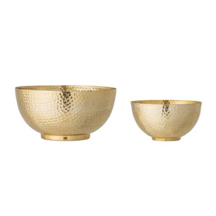 Round Hammered Metal Bowl-Gold Finish, 2 sizes