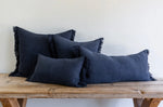 Denim Blue Belgian Linen Fringe (Euro), 26" x 26"