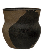 Terra-cotta Planter w/ Design, Brown & Black