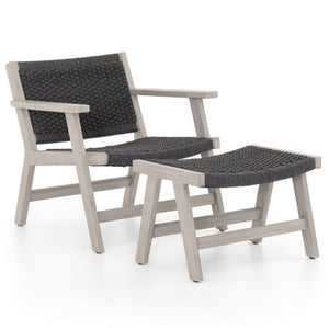 Delano Outdoor Chair and Ottoman-Grey