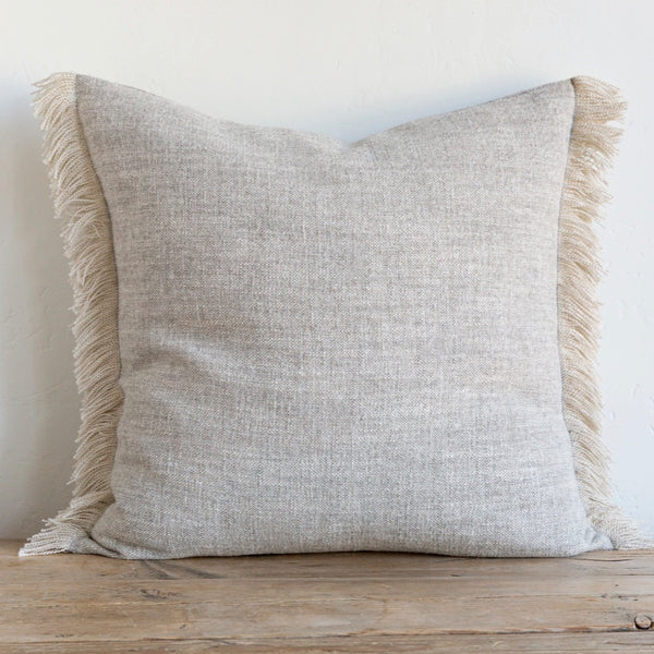 Gray Belgian Linen Fringe (Euro), 26" x 26"