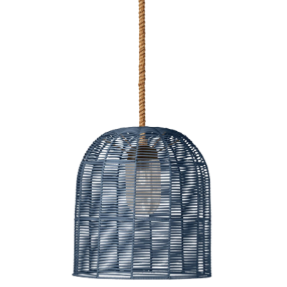 Evander Outdoor Pendant - Navy Faux Rattan, 16"D x 18"H