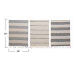 Cotton Tea Towels With Stripes &Tassels, Blue & White, S/3