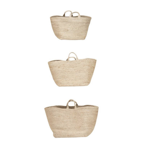 Hand-Woven Jute Baskets with Handles, 3 Sizes