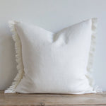 White Belgian Linen Fringe, 22" x 22"